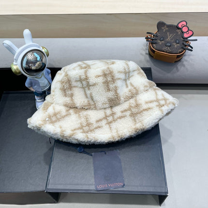 BUCKET HAT IN WHITE MIX BEIGE FLEECE 404740
