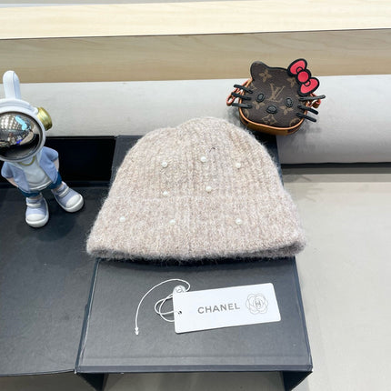 BEANIE HAT IN KHAKI BROWN WOOL 430084