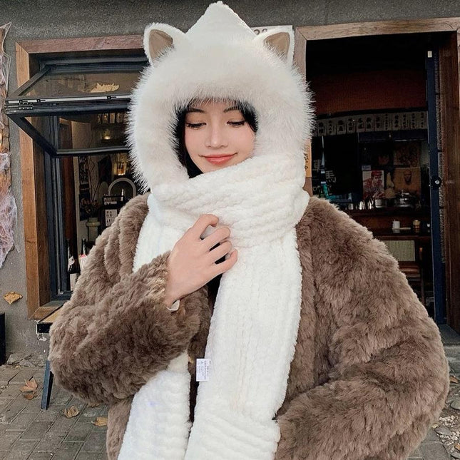 BEANIE HAT IN WHITE WOOL AND LAMB FUR 435076