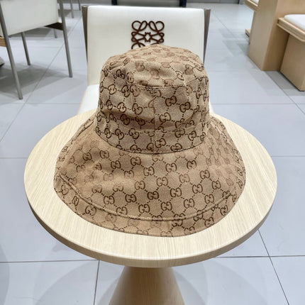 GG BUCKET HAT WIDE BRIM IN BEIGE MONOGRAM CANVAS