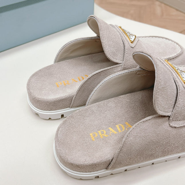 PRA SABOTS MULES LIGHT GRAY SUEDE