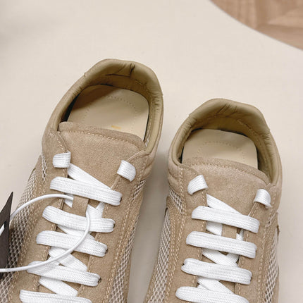PRADA 26S CLASSIC SNEAKERS IN BEIGE SUEDE AND MESH
