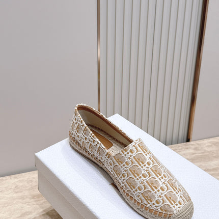 DIOR 26S SIROCO ESPADRILLE IN BEIGE AND WHITE DIOR OBLIQUE CANVAS