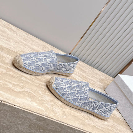 DIOR 26S SIROCO ESPADRILLE IN BLUE AND WHITE DIOR OBLIQUE CANVAS