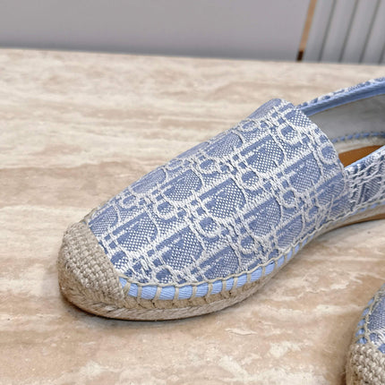DIOR 26S SIROCO ESPADRILLE IN BLUE AND WHITE DIOR OBLIQUE CANVAS