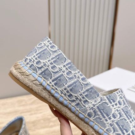 DIOR 26S SIROCO ESPADRILLE IN BLUE AND WHITE DIOR OBLIQUE CANVAS