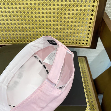 MIUMIU BASEBALL CAP IN SHAMPOO PINK FABRIC WITH LOGO EMBROIDERY