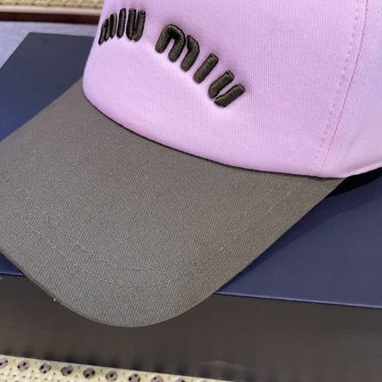 MIUMIU BASEBALL CAP IN SHAMPOO PINK FABRIC WITH LOGO EMBROIDERY