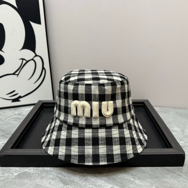 MIUMIU BUCKET CHECKED PATTERN WITH LOGO