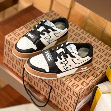 FENDI MATCH IN WHITE MIX BLACK AND BROWN CALFSKIN