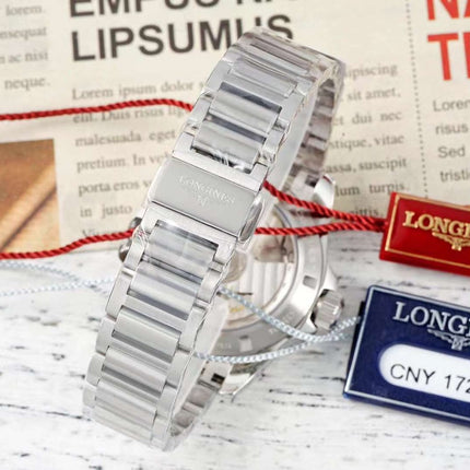CONQUEST WATCH SILVER CASE WITH NAVY BLUE DIAL