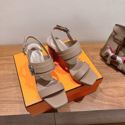 HM 26S GIGI 85 SANDAL IN NUDE BEIGE CALFSKIN SILVER HARDWARE