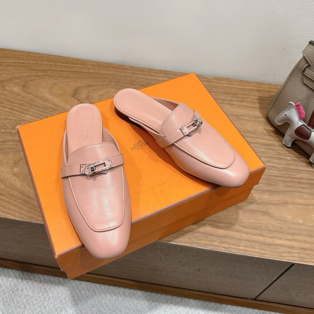 HM 26S KELLY MULE IN LIGHT PINK CALFSKIN SILVER HARDWARE