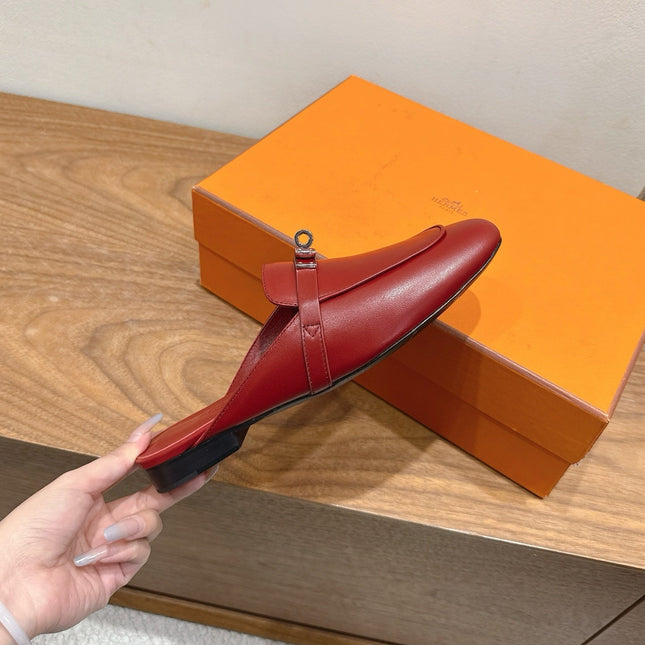 HM 26S KELLY MULE IN DARK RED CALFSKIN SILVER HARDWARE