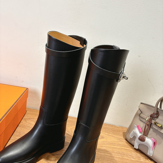 HM 26S HIGH KNEE BOOTS IN BLACK CALFSKIN