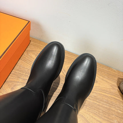 HM 26S HIGH KNEE BOOTS IN BLACK CALFSKIN