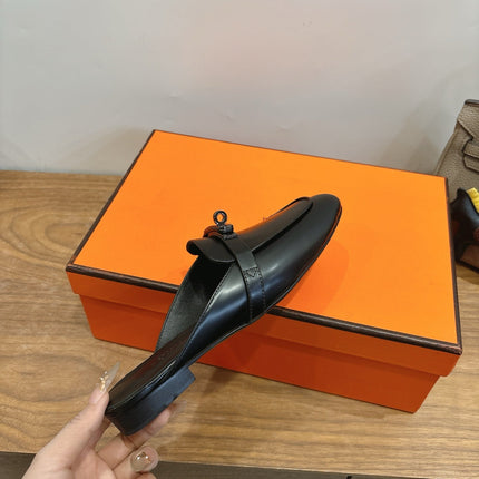 HM 26S KELLY MULE IN BLACK CALFSKIN BLACK HARDWARE