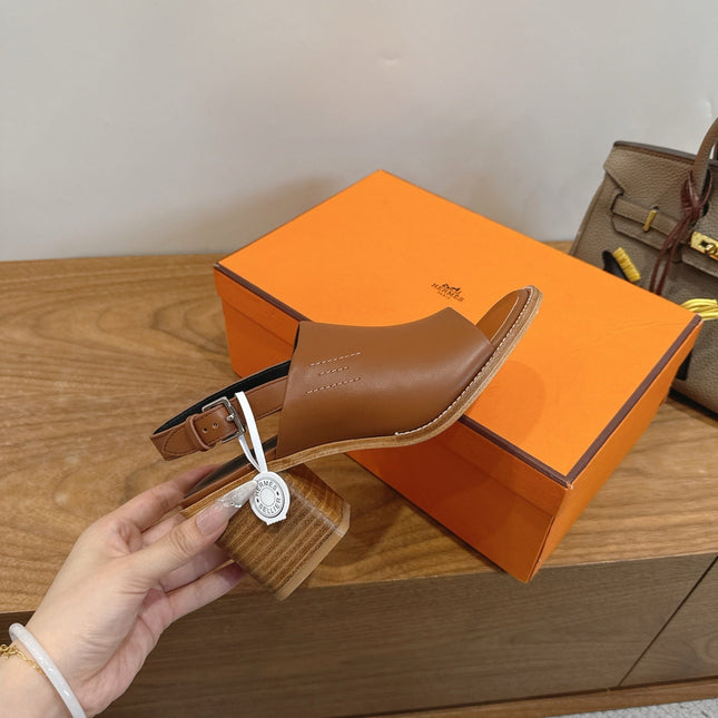 HM 26S ELDA 60 SANDAL IN CARAMEL BROWN CALFSKIN SILVER HARDWARE