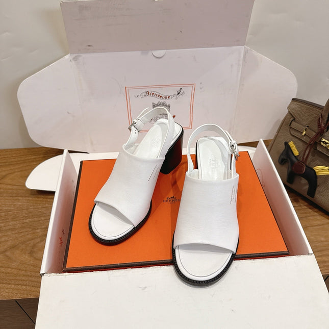 HM 26S ELDA 60 SANDAL IN WHITE CALFSKIN SILVER HARDWARE