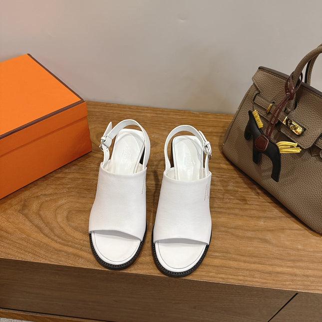 HM 26S ELDA 60 SANDAL IN WHITE CALFSKIN SILVER HARDWARE