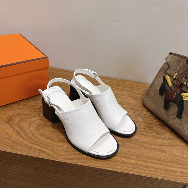 HM 26S ELDA 60 SANDAL IN WHITE CALFSKIN SILVER HARDWARE