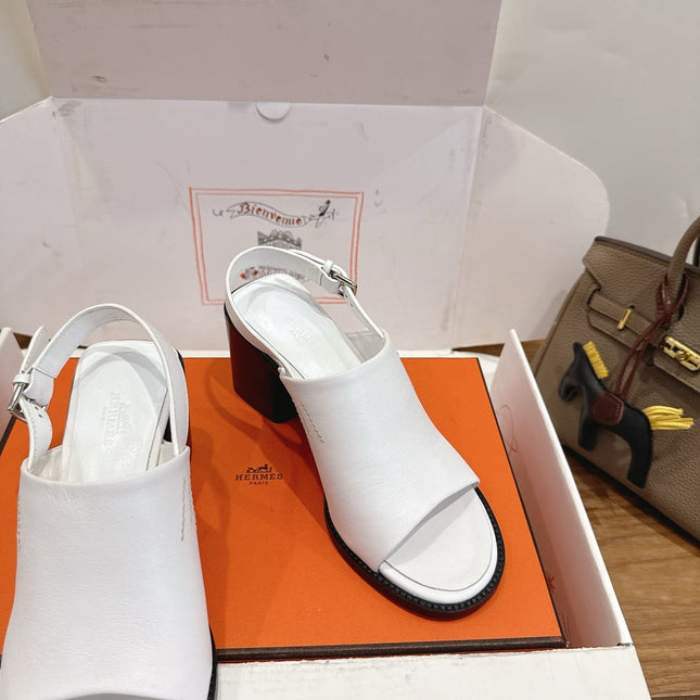 HM 26S ELDA 60 SANDAL IN WHITE CALFSKIN SILVER HARDWARE