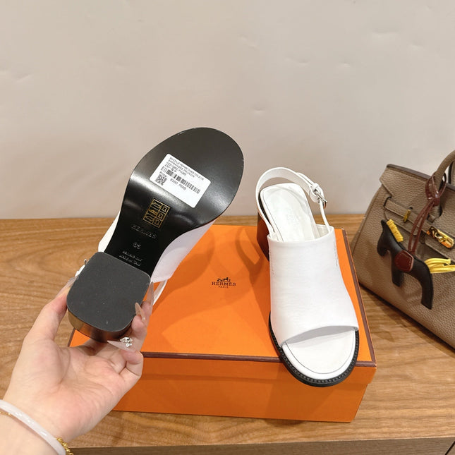 HM 26S ELDA 60 SANDAL IN WHITE CALFSKIN SILVER HARDWARE
