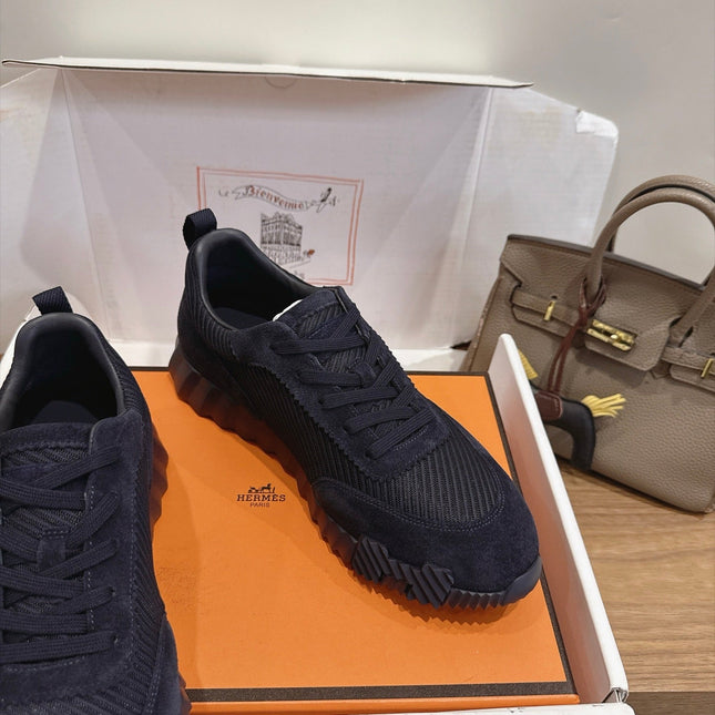 HM 26S BOUNCE SNEAKERS IN BLACK SUEDE AND FABRIC