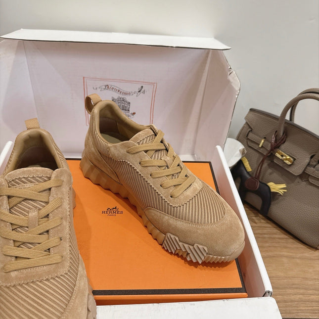 HM 26S BOUNCE SNEAKERS IN WARM BEIGE SUEDE AND FABRIC