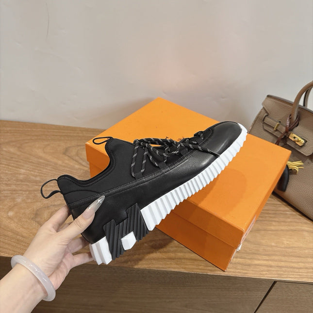HM 26S BICOASTAL SNEAKERS IN BLACK CALFSKIN AND FABRIC