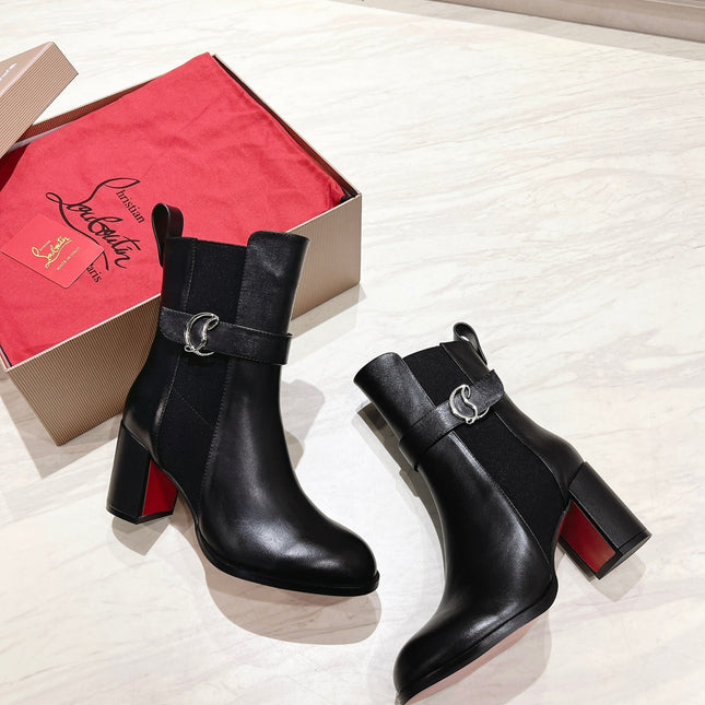 CL ANKLE BOOTS 70MM IN BLACK CALFSKIN