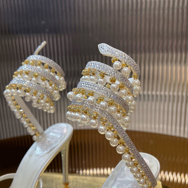 CHANDELIER 95 MM WHITE LAMBSKIN SANDAL
