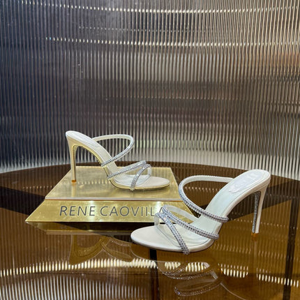 CLEO WHITE SANDAL WITH CRYSTALS 95 MM