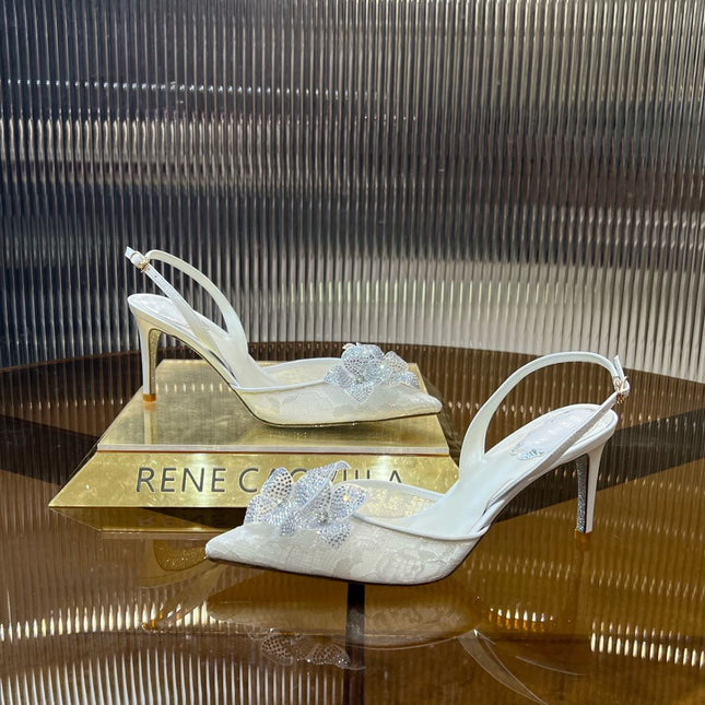 FLORIANE SLINGBACK 80 WHITE LAMBSKIN