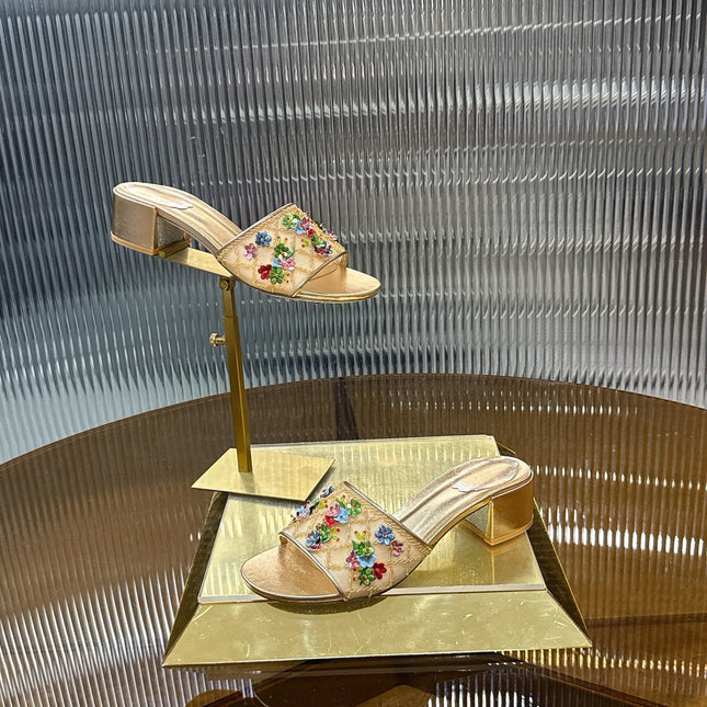 RENE CAOVILLA 26S HIGH-HEEL SANDALS 45 MM IN BEIGE MESH AND METALLIC GOLD LAMBSKIN