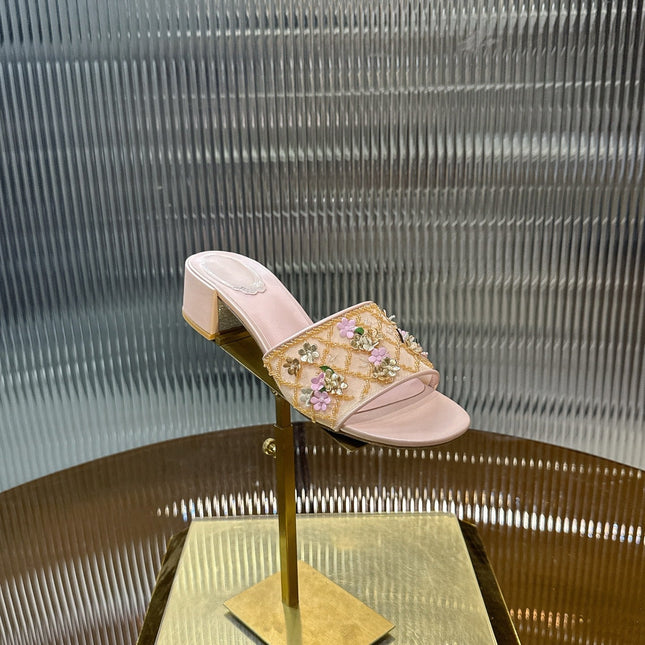 RENE CAOVILLA 26S HIGH-HEEL SANDALS 45 MM IN LIGHT PINK MESH AND LAMBSKIN