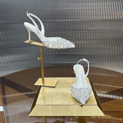 RENE CAOVILLA 26S HIGH-HEEL SLINGBACKS 75 MM IN WHITE LAMBSKIN STYLE 3