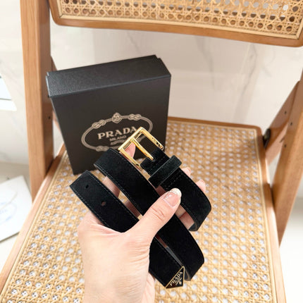 PRADA 25S BELT 25 MM IN BLACK SUEDE 542641