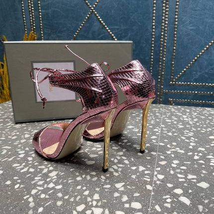 HIGH HEEL 10 CM SANDAL IN CREPE PINK CALFSKIN 537812