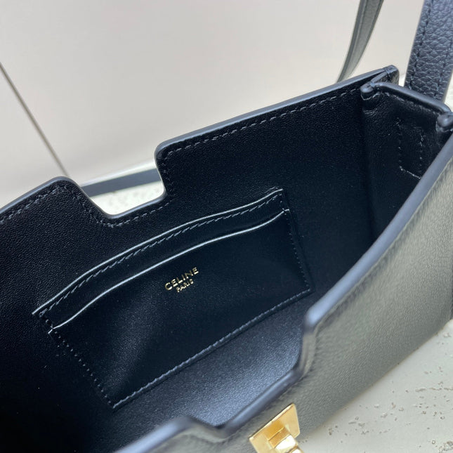 MINI 18 STRAP POCHETTE IN BLACK SUPPLE CALFSKIN