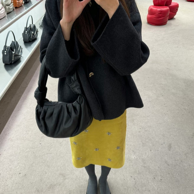 PRADA 25S SUEDE MIDI SKIRT 561