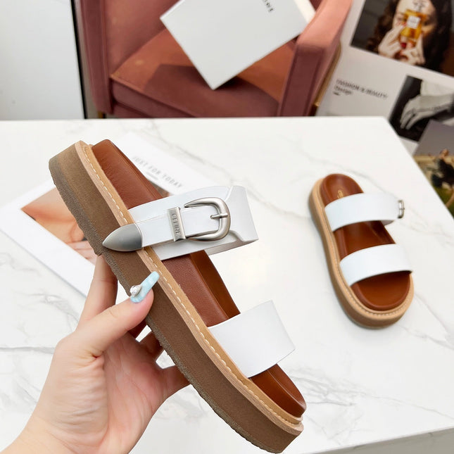 TWO-STRAP SANDALS IN WHITE CALFSKIN