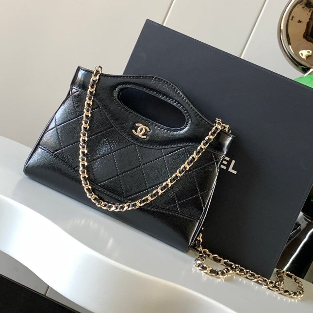 CHANEL 26S MINI NANO BAG 20 IN BLACK CALFSKIN GOLD HARDWARE