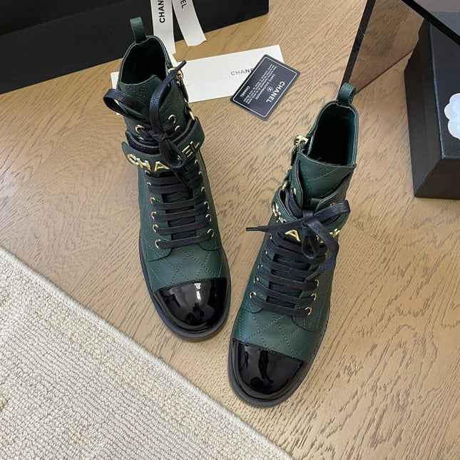 ALPHABET MARTIN BOOTS IN FOREST GREEN LAMBSKIN