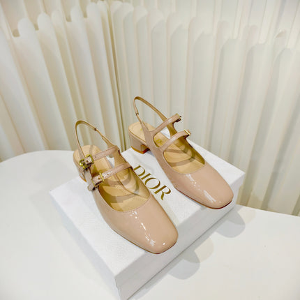 DIOR 26S SLINGBACK PUMP 40 MM IN NUDE PATENT CALFSKIN