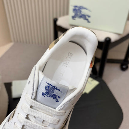 BURBERRY 26S SNEAKERS IN WHITE AND BROWN CALFSKIN