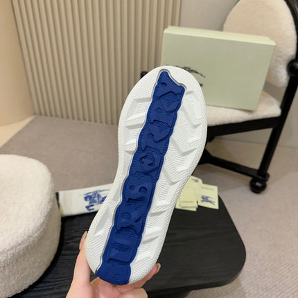 BURBERRY 26S SNEAKERS IN WHITE AND BLUE CALFSKIN