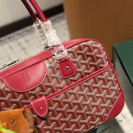 SAINT MARTIN BAG 35 IN BURGUNDY RED GOYARDINE CANVAS AND CALFSKIN