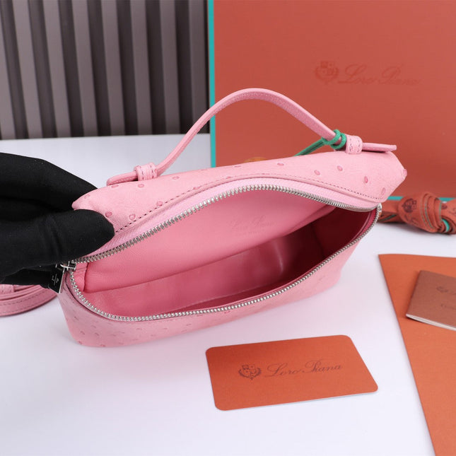 EXTRA POCKET L19 IN BABY PINK OSTRICH LEATHER