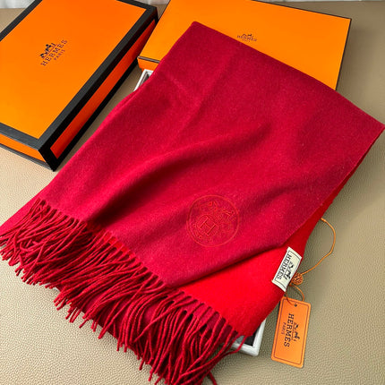 DOUBLE-FACE SCARF 200 CM IN CRIMSON RED CASHMERE